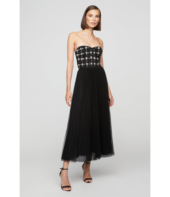 Theia Alesia Strapless Midi Dress