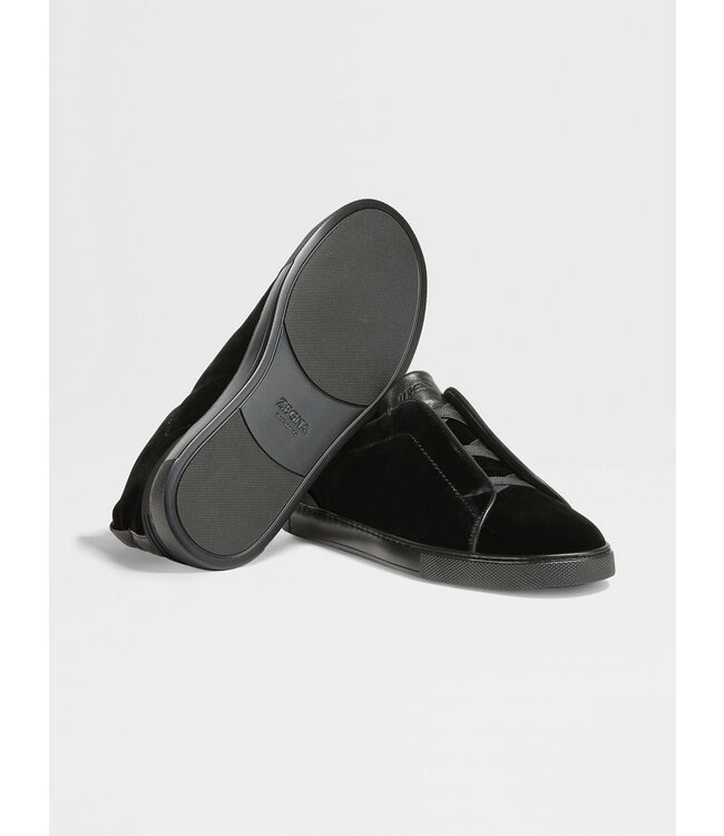 ZEGNA Baskets Triple Stitch™ en velours noir