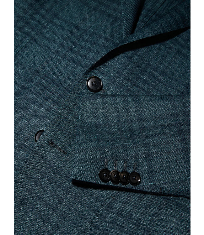 ZEGNA Dark Teal Blue Cashmere Linen and Silk Jacket