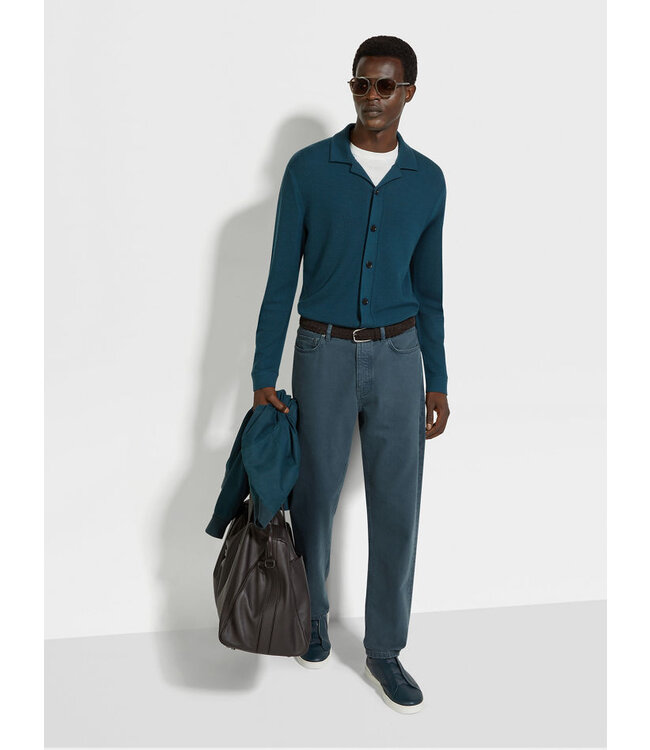 ZEGNA Dark Teal Blue Wool Shirt