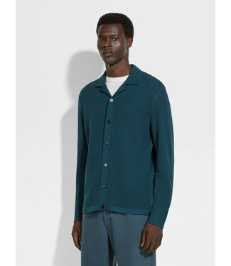 ZEGNA Dark Teal Blue Wool Shirt