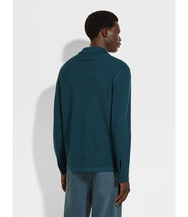 ZEGNA Dark Teal Blue Wool Shirt