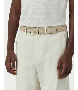 CANALI Sand-coloured braided suede belt