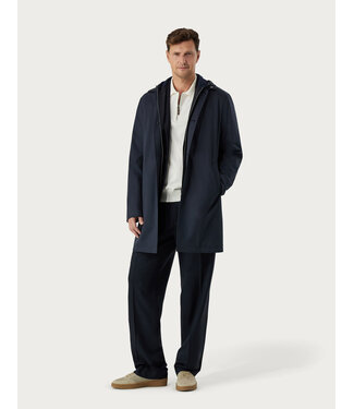 CANALI Car coat in blue technical fabric
