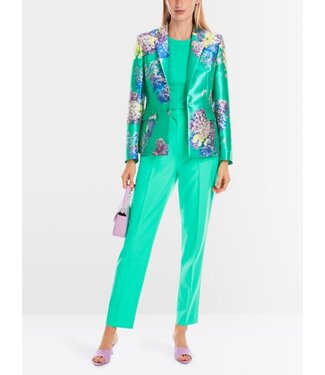 MARC CAIN Fitted satin blazer with print