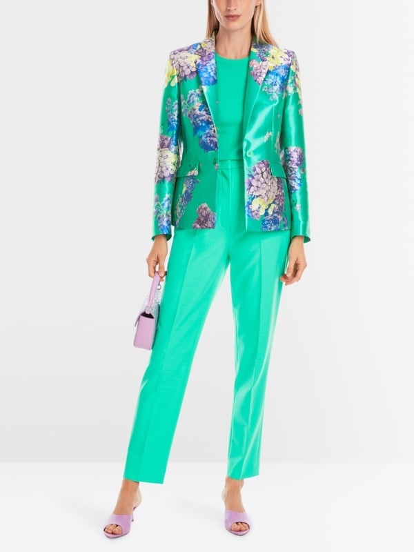 Fitted satin blazer with print