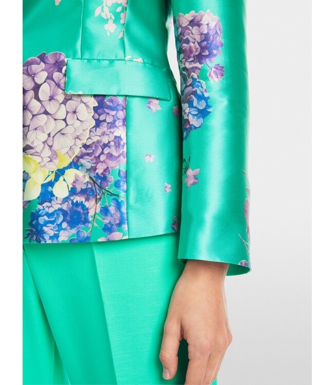 MARC CAIN Fitted satin blazer with print