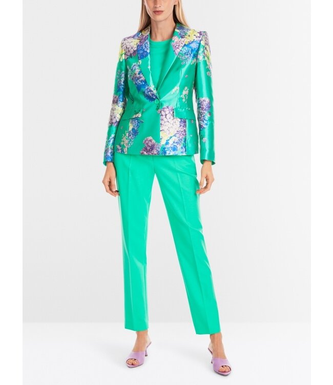MARC CAIN Fitted satin blazer with print