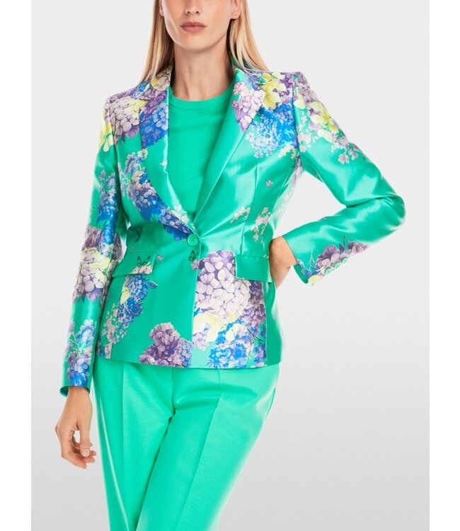 MARC CAIN Fitted satin blazer with print
