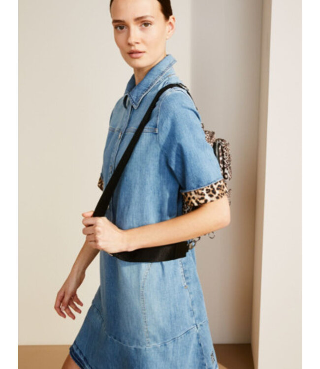 MARC CAIN Denim dress with leopard accents