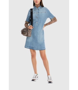 MARC CAIN Denim dress with leopard accents