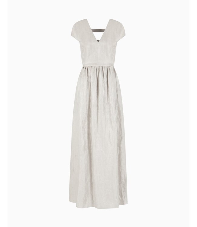 EMPORIO ARMANI Robe longue en lin à col en V
