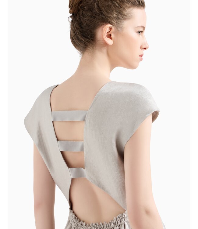 EMPORIO ARMANI Robe longue en lin à col en V