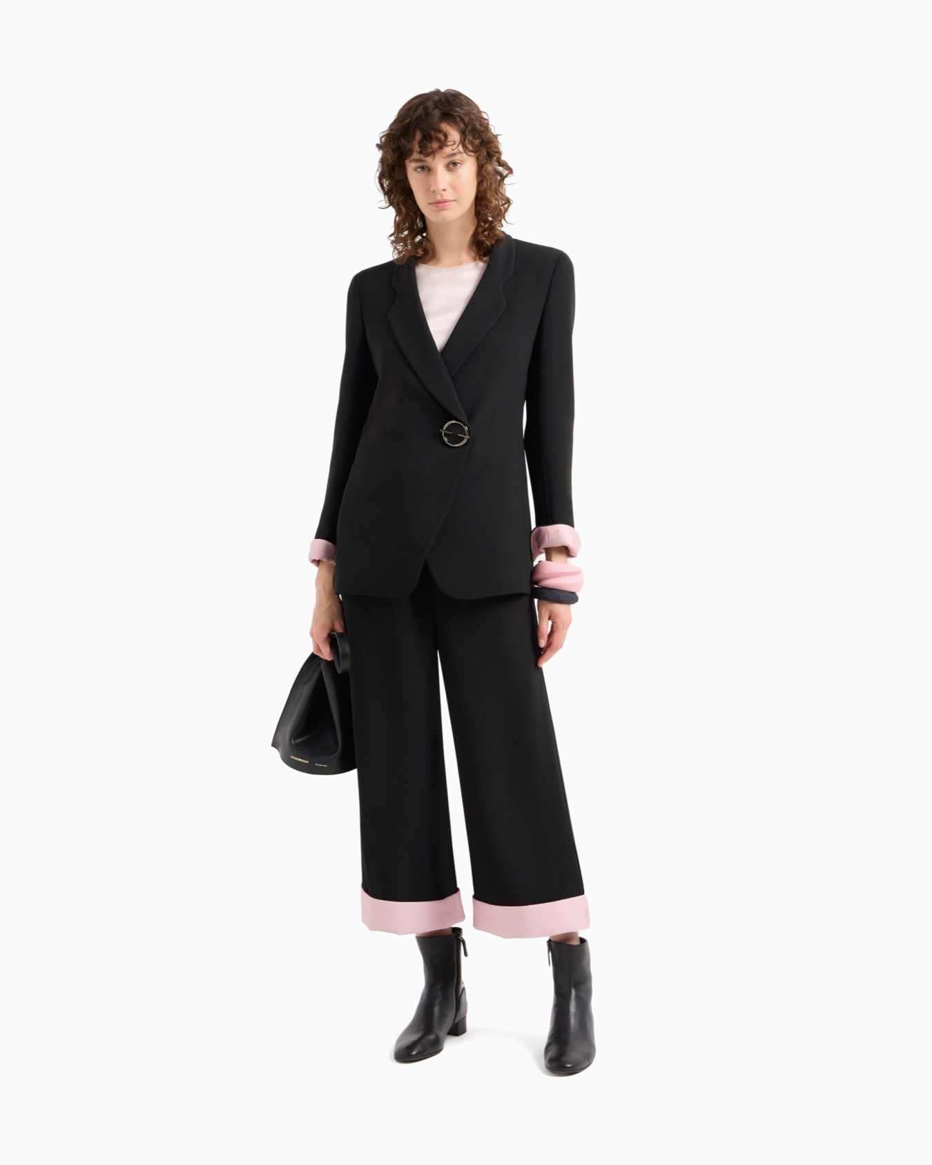 Cropped cady crêpe trousers with turn-ups