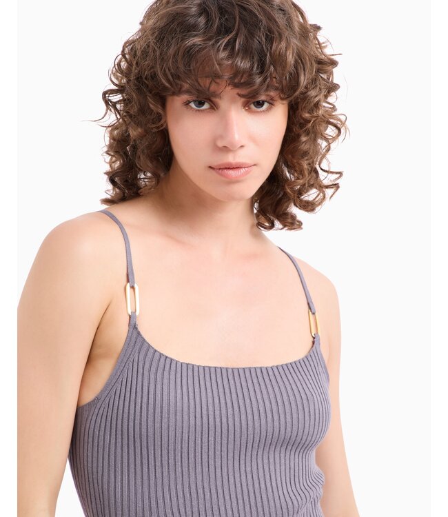 EMPORIO ARMANI Robe longue en tricot côtelé de l'aube au crépuscule