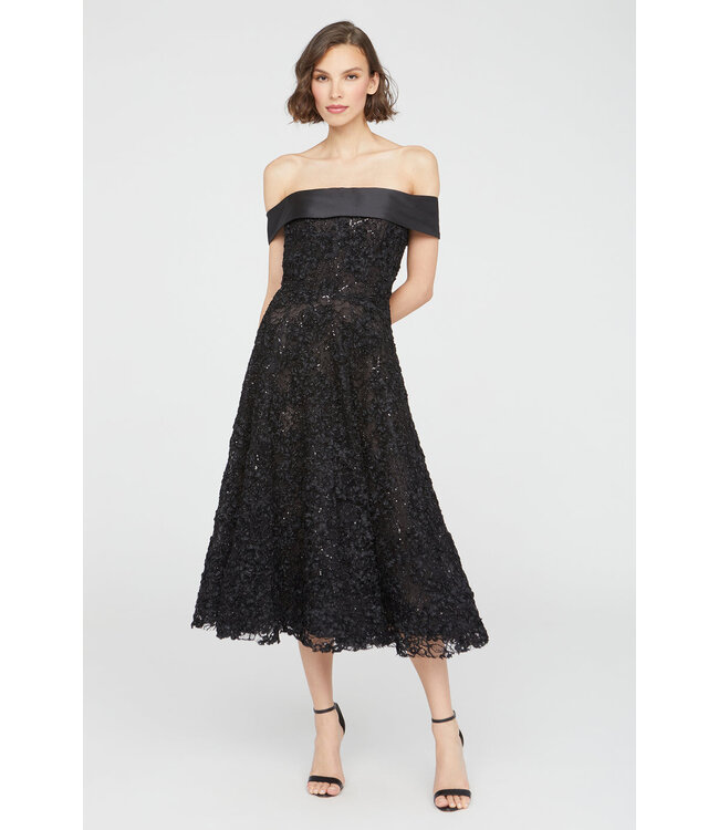 Theia Roxy Off Shoulder A Line Dress
