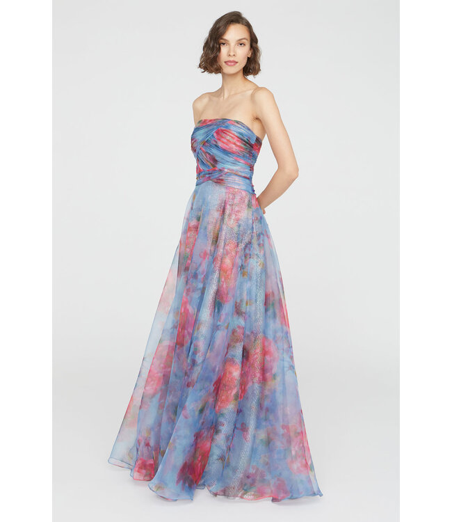 Theia Giselle - Robe sans bretelles en organza