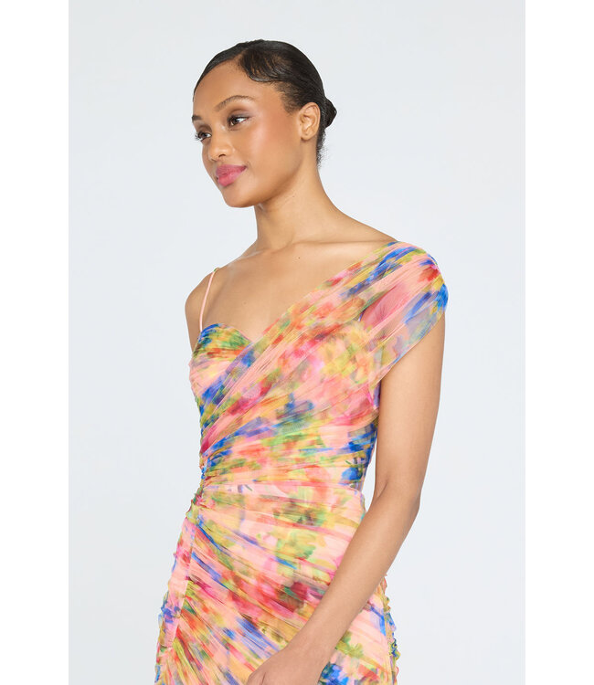 Theia Macie One Shoulder Drape Gown