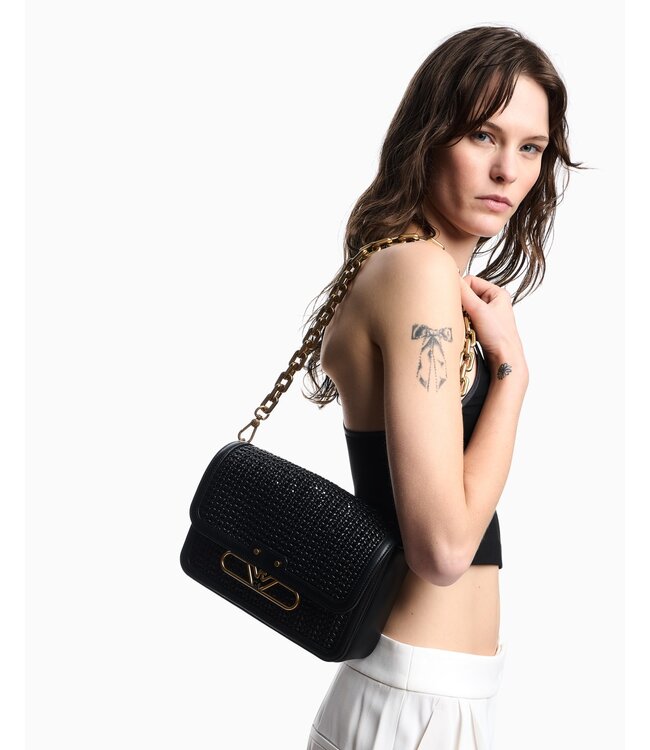 EMPORIO ARMANI Interwoven Shoulder Bag with Metal Eagle Logo