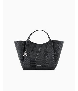 EMPORIO ARMANI Sac à main surdimensionné en tissu tressé avec breloque logo