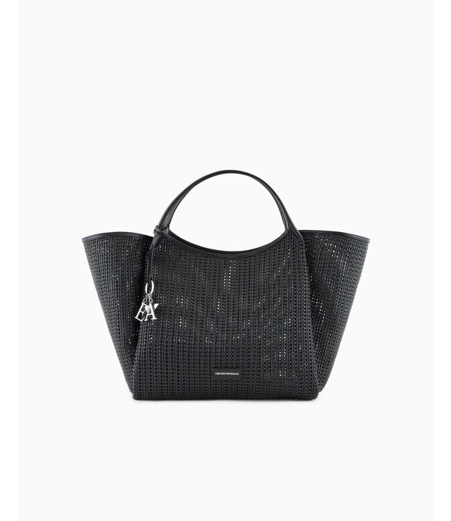 EMPORIO ARMANI Sac à main surdimensionné en tissu tressé avec breloque logo