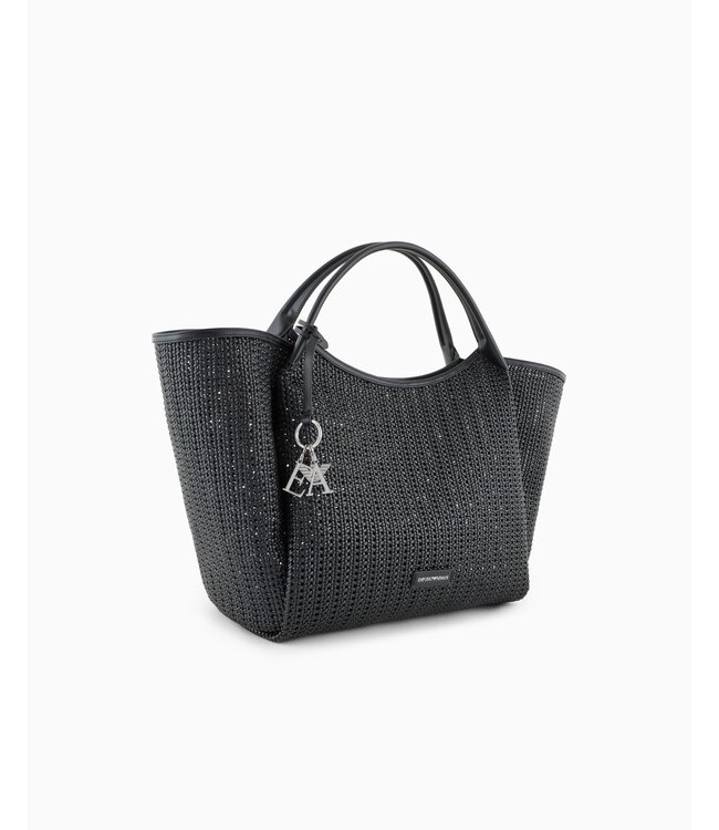 EMPORIO ARMANI Sac à main surdimensionné en tissu tressé avec breloque logo