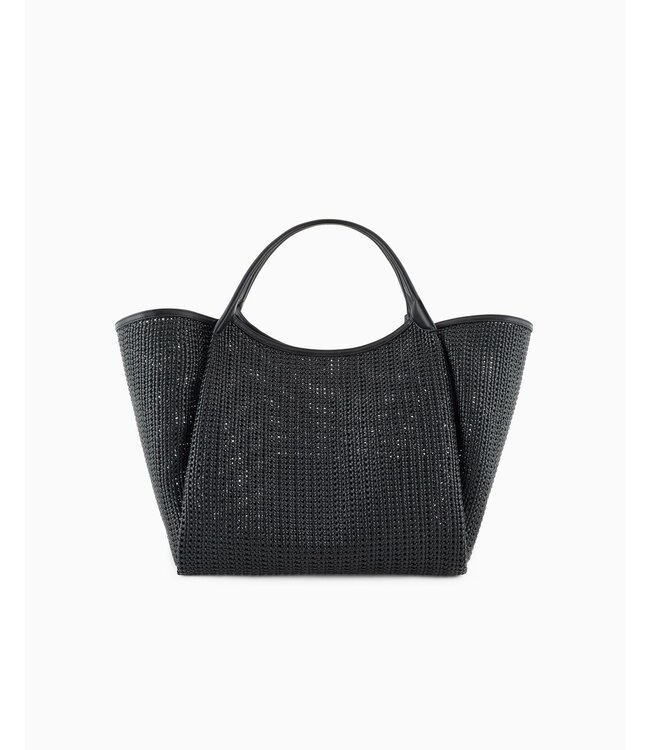 EMPORIO ARMANI Sac à main surdimensionné en tissu tressé avec breloque logo