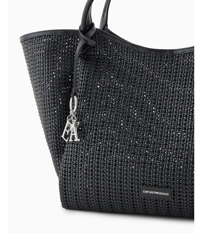 EMPORIO ARMANI Sac à main surdimensionné en tissu tressé avec breloque logo