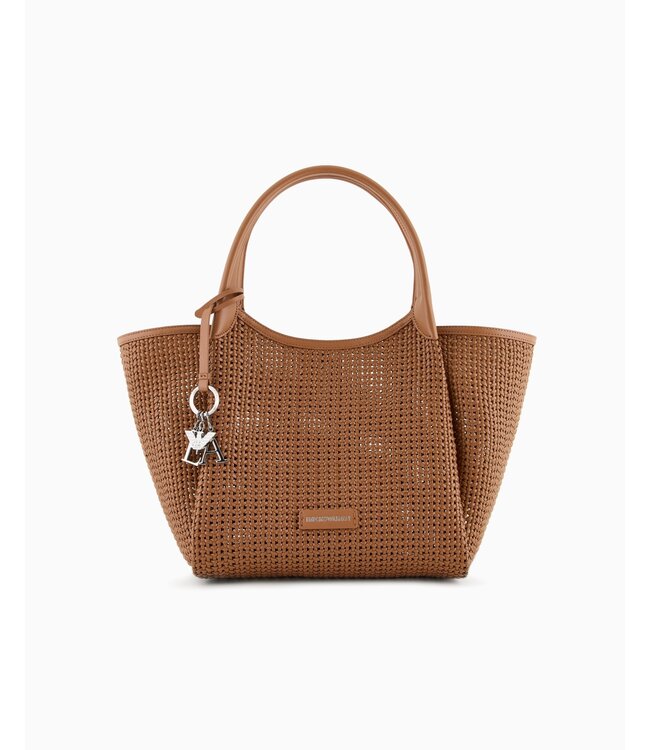 EMPORIO ARMANI Interwoven Shopper Bag with Logo Charm