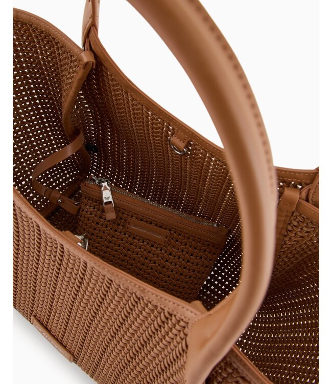 EMPORIO ARMANI Interwoven Shopper Bag with Logo Charm