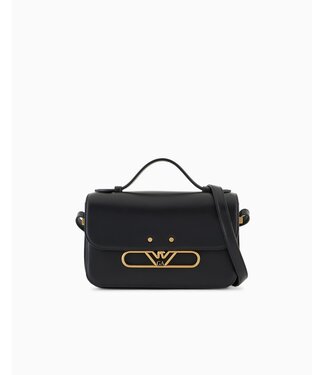 EMPORIO ARMANI Smooth Leather Shoulder Bag with Metal Eagle Logo