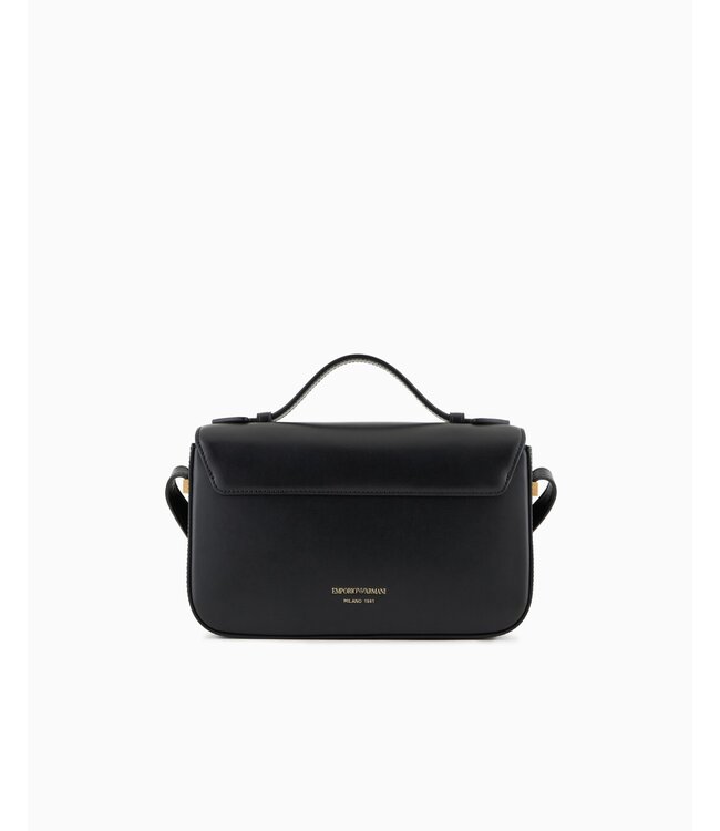 EMPORIO ARMANI Smooth Leather Shoulder Bag with Metal Eagle Logo