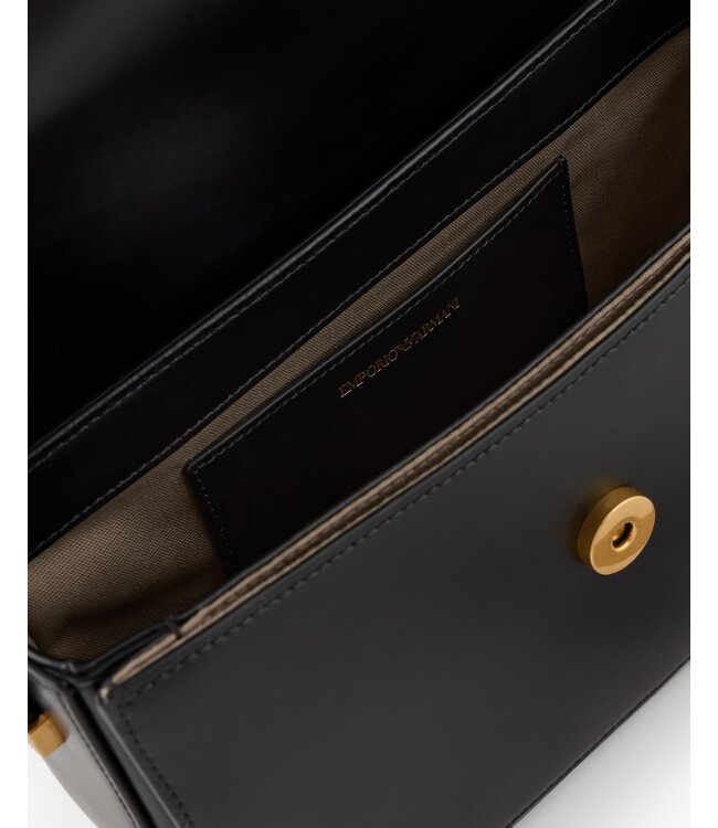 EMPORIO ARMANI Smooth Leather Shoulder Bag with Metal Eagle Logo