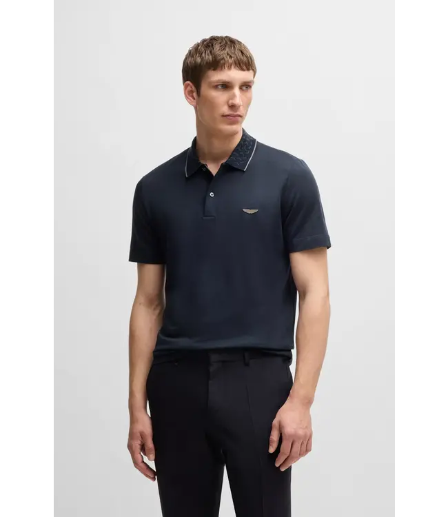 BOSS BOSS x ASTON MARTIN polo shirt in cotton, linen and silk