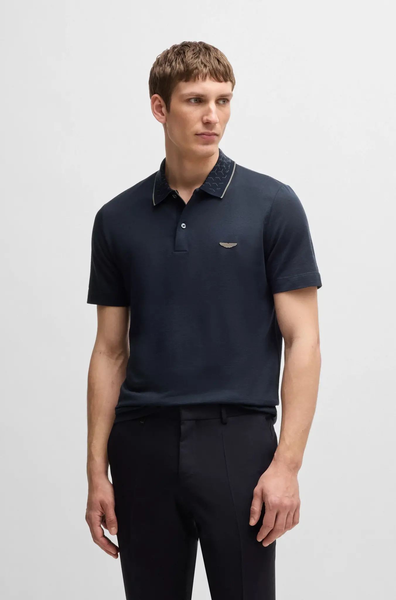 BOSS x ASTON MARTIN polo shirt in cotton, linen and silk