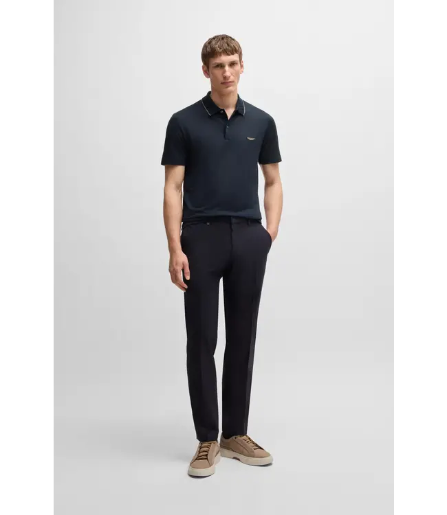 BOSS BOSS x ASTON MARTIN polo shirt in cotton, linen and silk