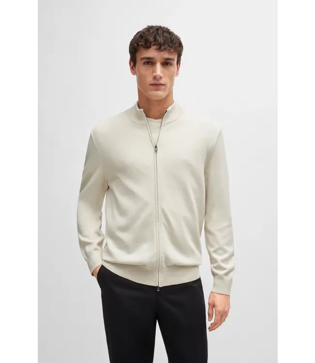BOSS Cardigan zippé en coton avec logo brodé