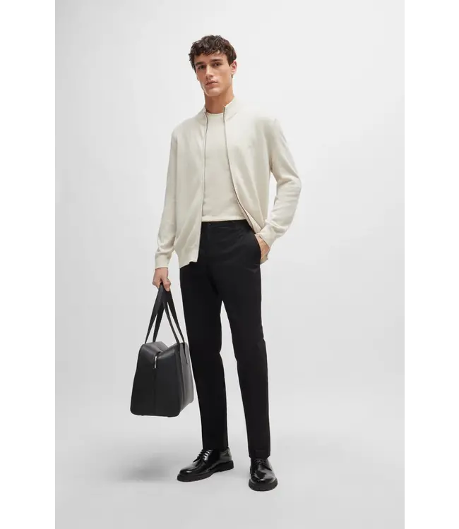 BOSS Cardigan zippé en coton avec logo brodé