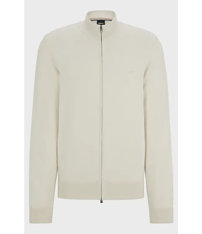 BOSS Cardigan zippé en coton avec logo brodé