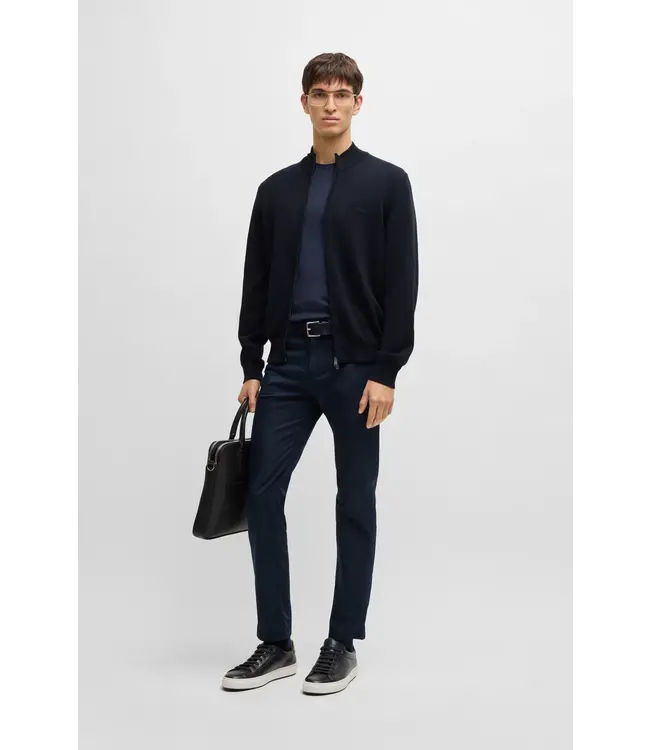 BOSS Cardigan zippé en coton avec logo brodé