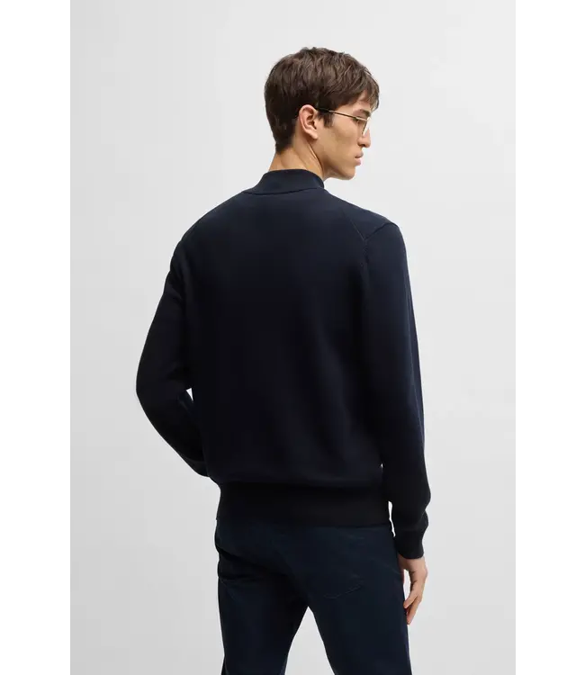 BOSS Cardigan zippé en coton avec logo brodé