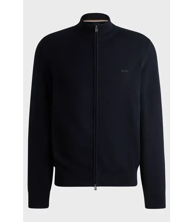 BOSS Cardigan zippé en coton avec logo brodé