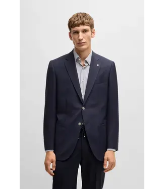 BOSS Regular-fit suit jacket in micro-patterned virgin wool