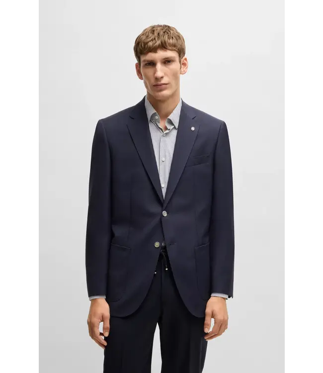 BOSS Regular-fit suit jacket in micro-patterned virgin wool