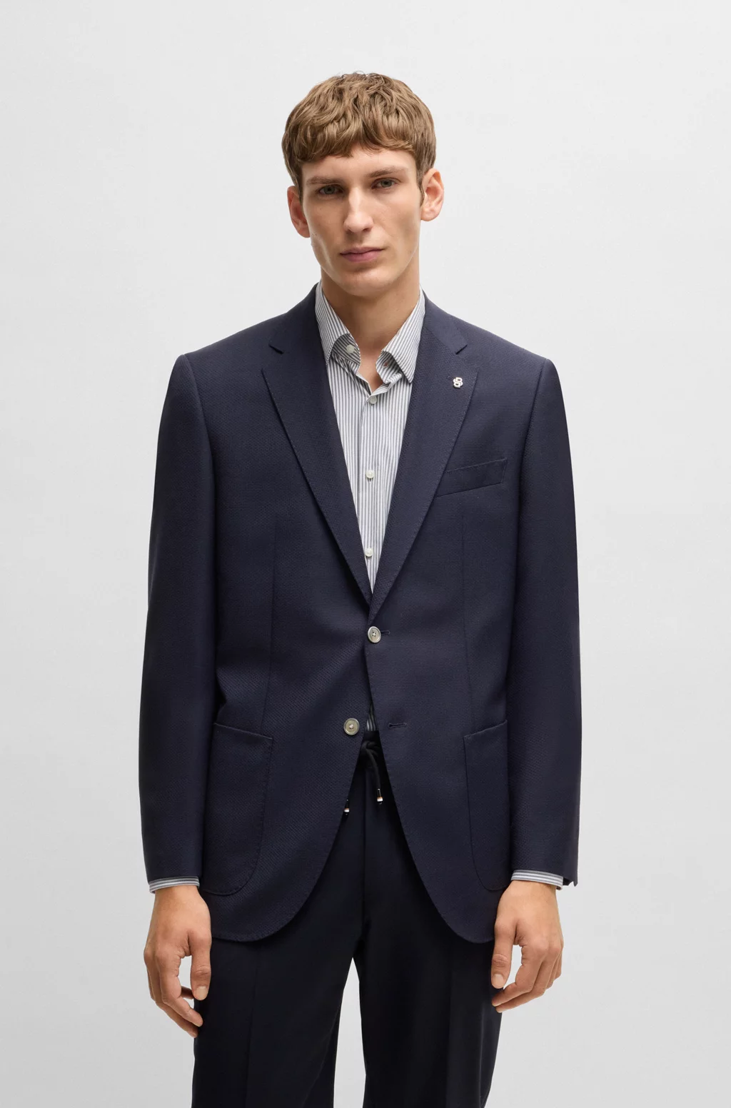 Regular-fit suit jacket in micro-patterned virgin wool