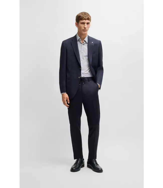 BOSS Veste de costume à coupe régulière en laine vierge micro-patinée
