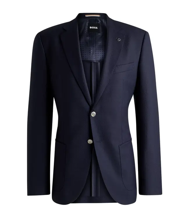 BOSS Veste de costume à coupe régulière en laine vierge micro-patinée