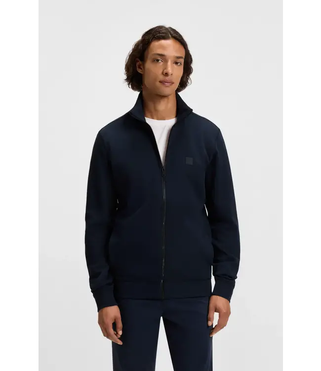 BOSS Veste zippée en coton éponge avec badge logo