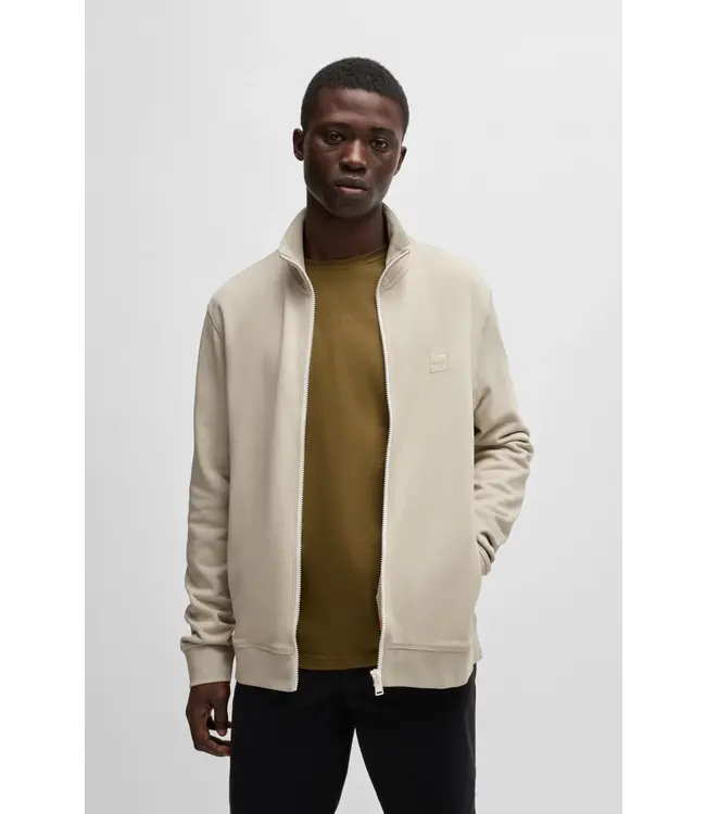 BOSS Veste zippée en coton éponge avec badge logo