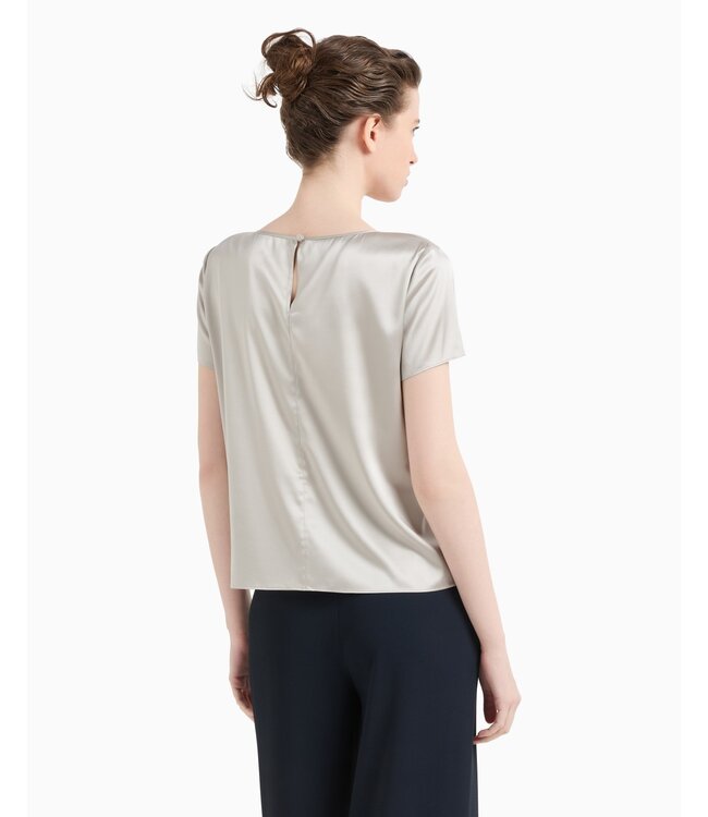 EMPORIO ARMANI Blouse à manches courtes en satin de soie